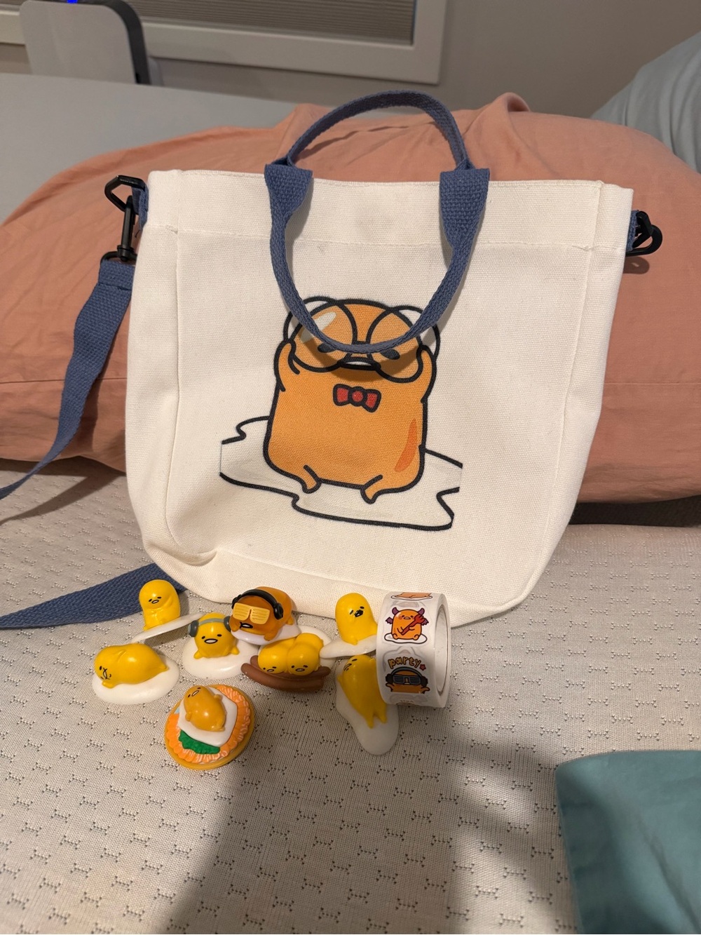 Canvas Bag Gudetama 8 figures Collect & Sticker Roll!!